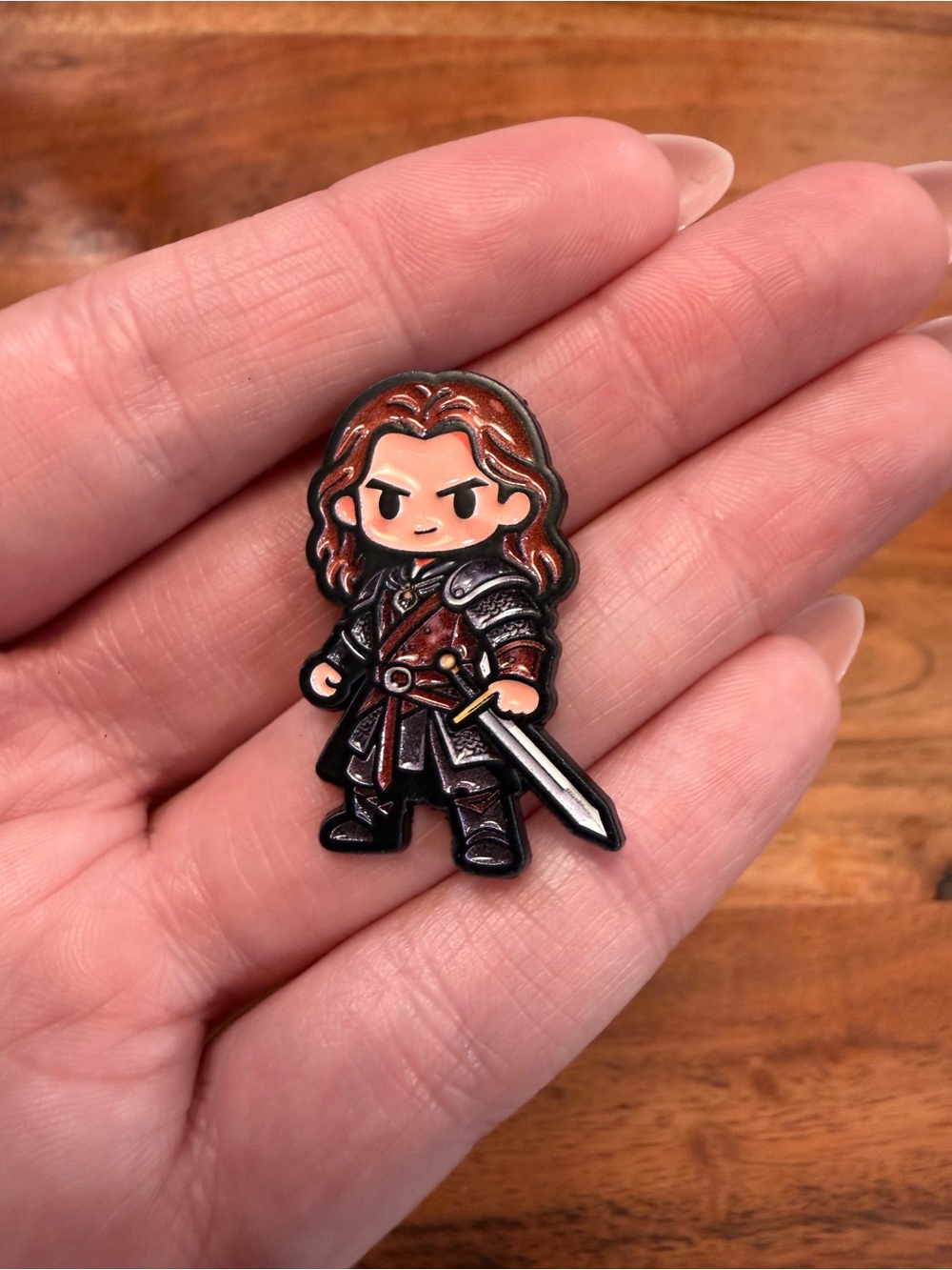 Lord of the Rings Aragorn with Sword chibi-style enamel pin